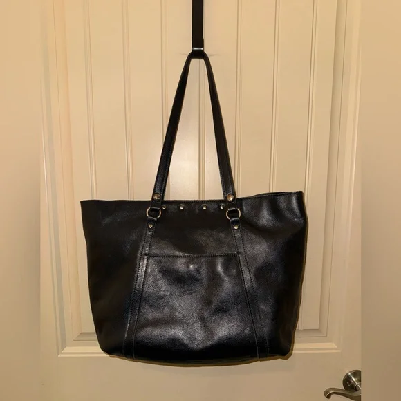 Patricia Nash Benvenuto Vintage Black Studded Grain Leather XL Tote Bag - Picture 2 of 8
